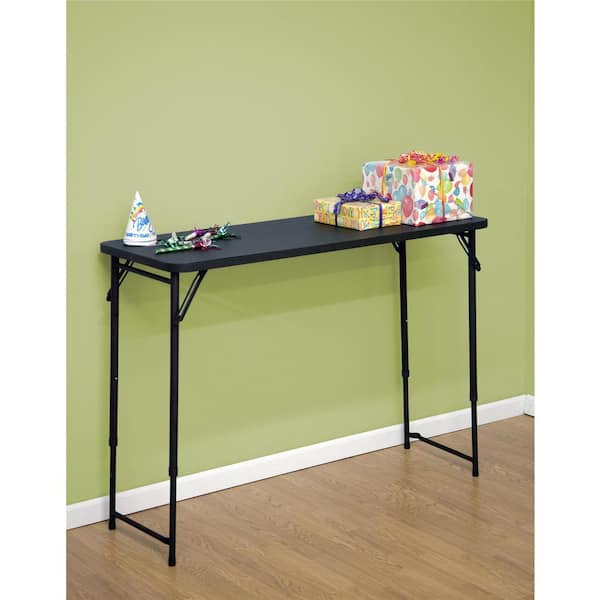 Cosco 48 in. Black Plastic Portable Adjustable Height Folding High Top Table