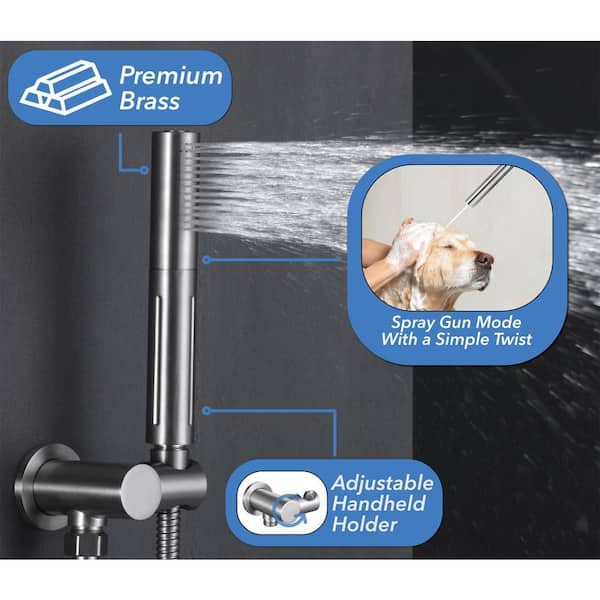 Vanfoxle Luxury Rainfall Single Handle 2-Spray Shower Faucet 1.8