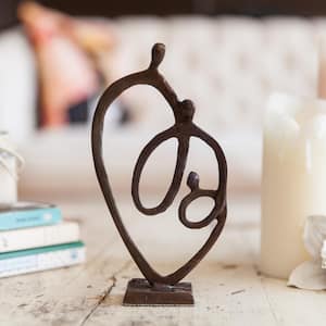 Family of 3-Heart Ring of Love Bronze Sculpture
