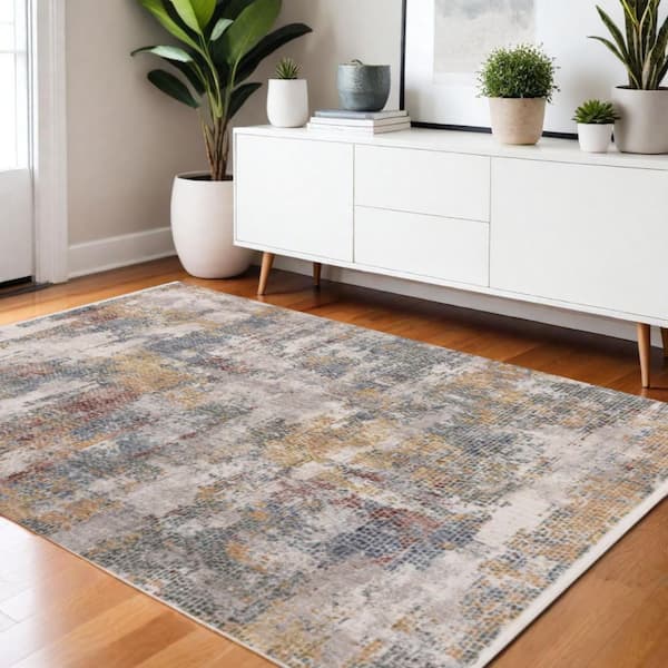 Brown 4 ft. x 6 ft. Woven Striped Rectangle Indoor Area Rug