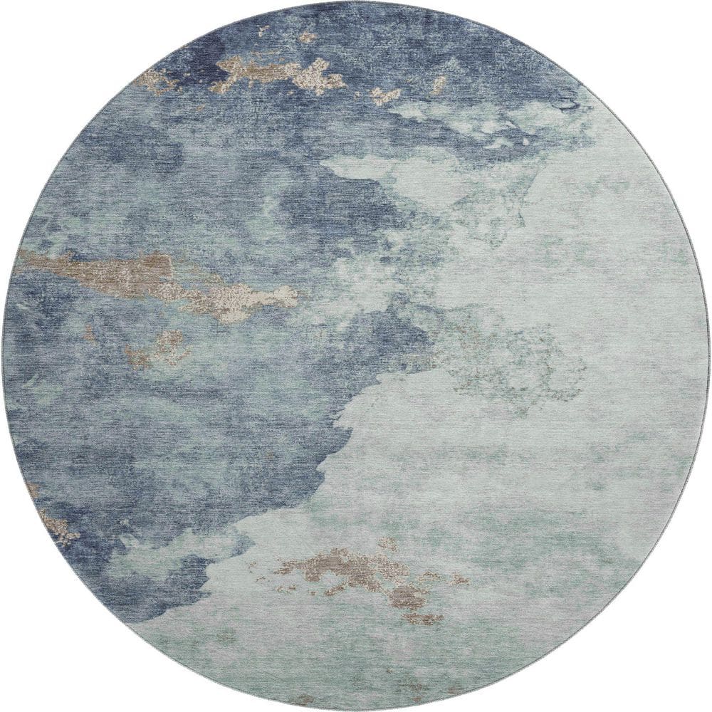 Mayfield Premium Machine Washable Abstract AMF2108 Seafoam 8 ft. x 8 ft. Round Rug price history on PriceWatchPro