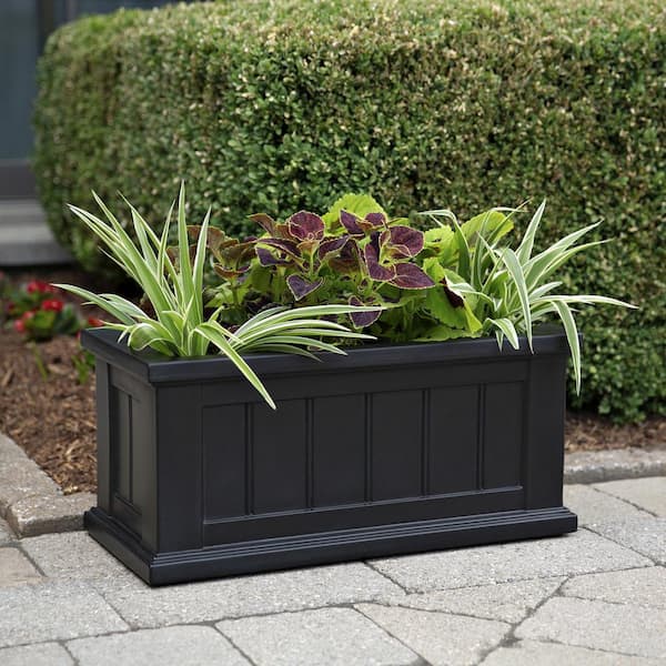 Cape Cod 24 in. x 11 in. Self-Watering Black Polyethylene Planter