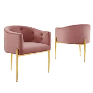 Savour Dusty Rose Tufted Performance Velvet Accent Chairs (Set of 2)