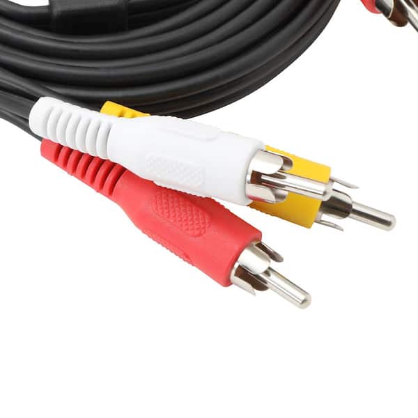 GE 6 ft. Composite RCA Audio/Video Cable with Red, White, and Yellow Ends,  4-Pack 63536 - The Home Depot