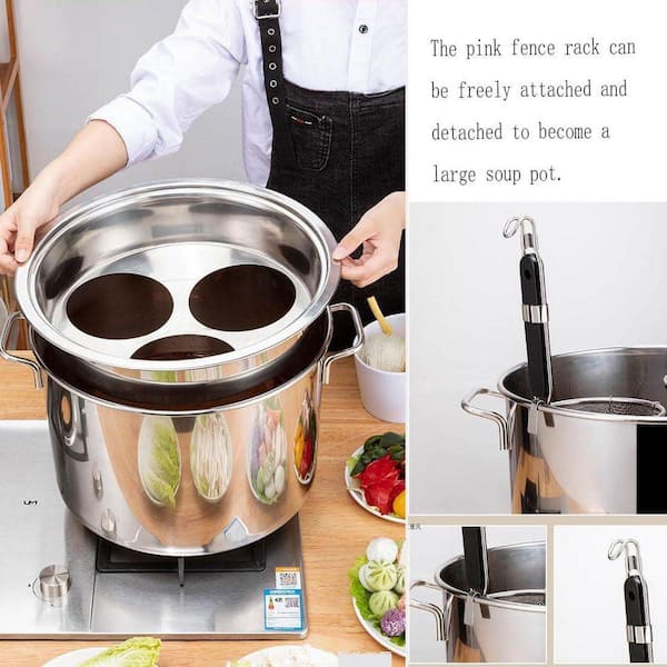 Stainless Steel Pasta Cooker Set with 3-Piece Strainer Basket, 8