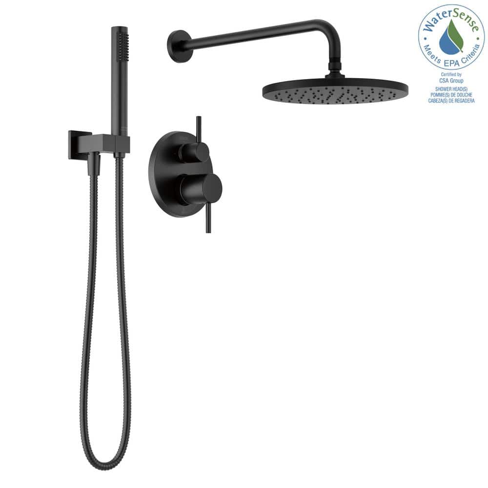 Matte Black Modern Rain Shower System with Handheld Spray