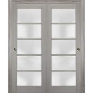4002 48 in. x 80 in. Single Panel Gray Finished Solid MDF Sliding Door with Closet Bypass Hardware