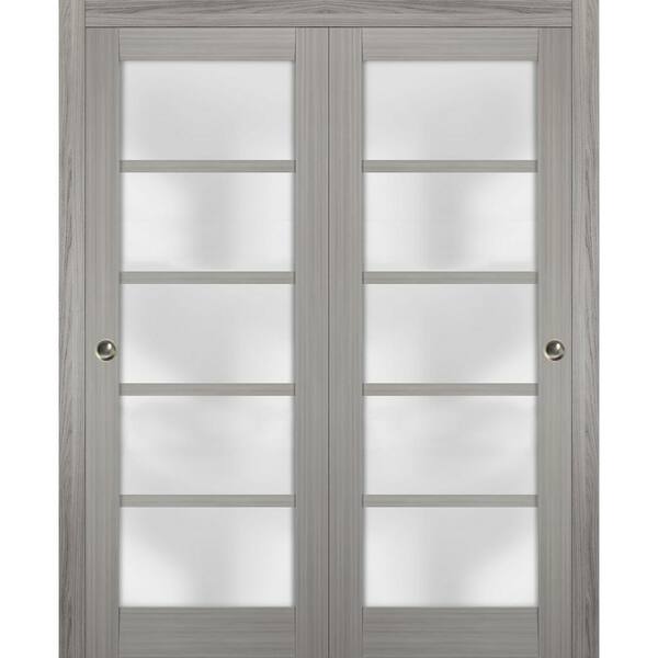 Sartodoors 4002 48 in. x 84 in. Single Panel Gray Finished Solid MDF Sliding Door with Closet Bypass Hardware