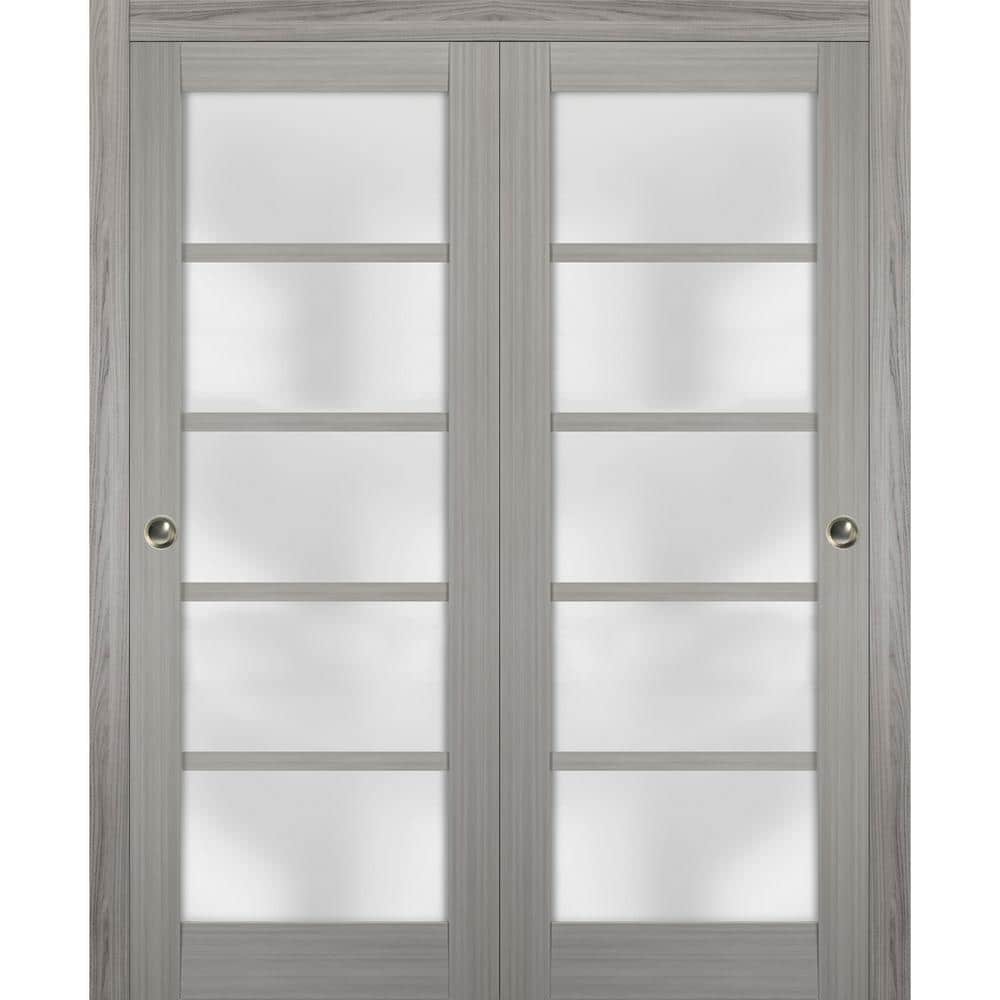 60 in. x 96 in. Single Panel Gray Solid MDF Sliding Door with Closet Bypass Hardware price history on PriceWatchPro
