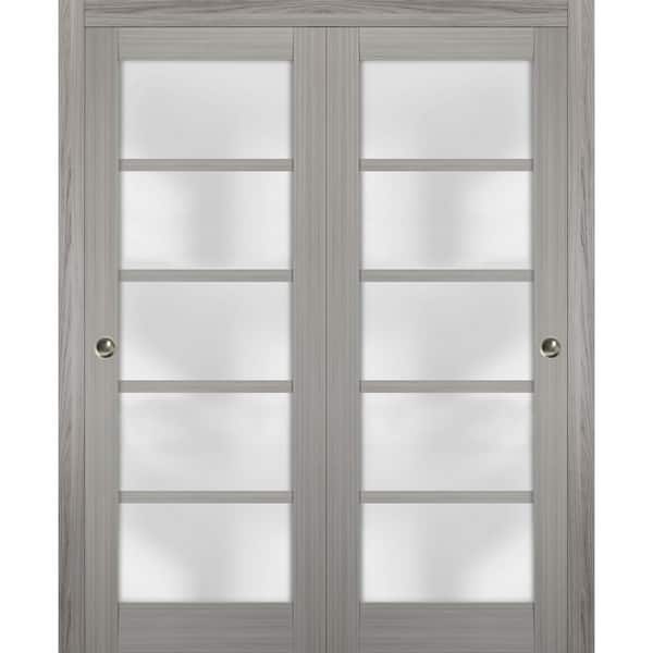 Sartodoors 72 in. x 80 in. Single Panel Gray Finished Solid MDF Sliding Door with Closet Bypass Hardware