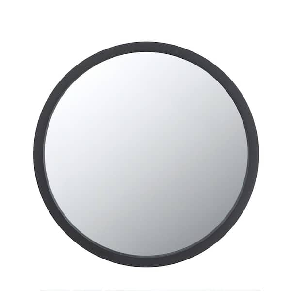 Unbranded Black 19.75 in. W x 19.75 in. H Round Wood Framed Mirror