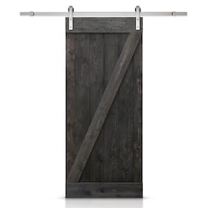 Z Bar Series 30 in. x 84 in. Pre-Assembled Charcoal Black Stained Wood Interior Sliding Barn Door with Hardware Kit