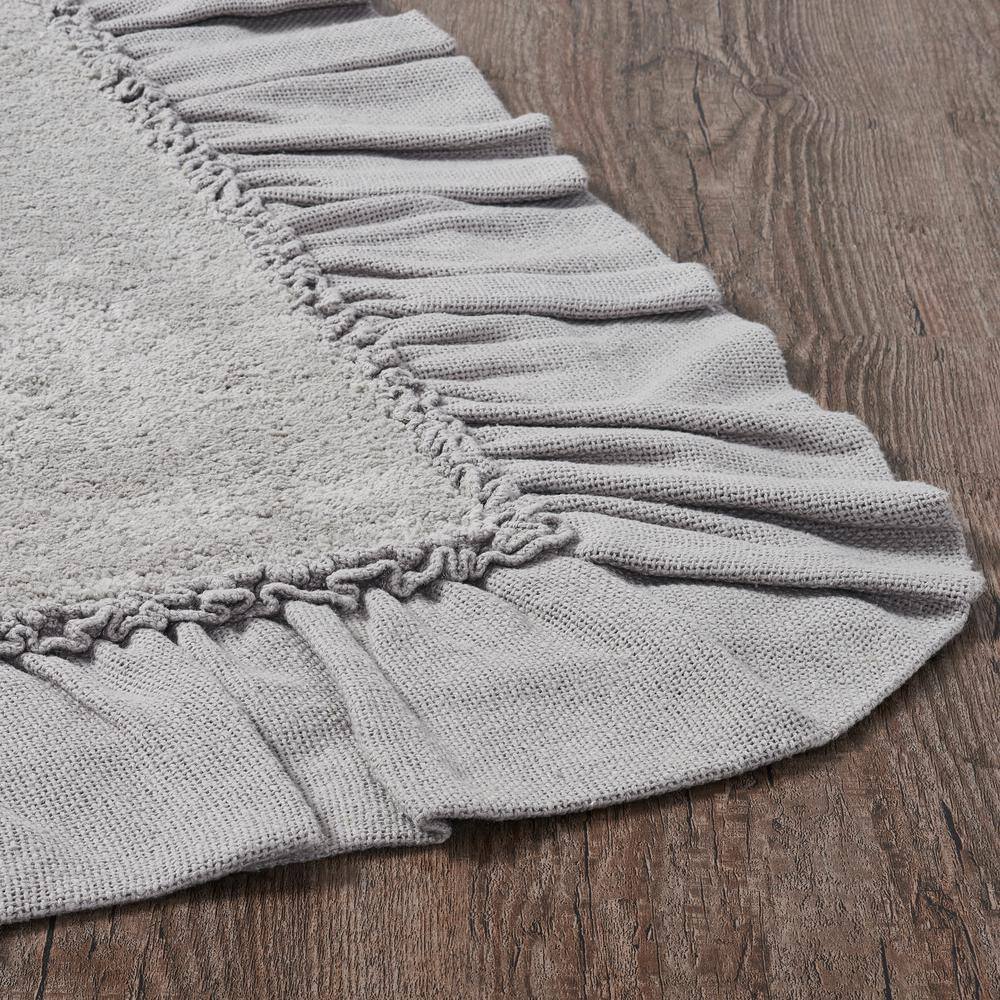 Dove Grey Cotton Burlap Ruffled Bathmat 27x48
