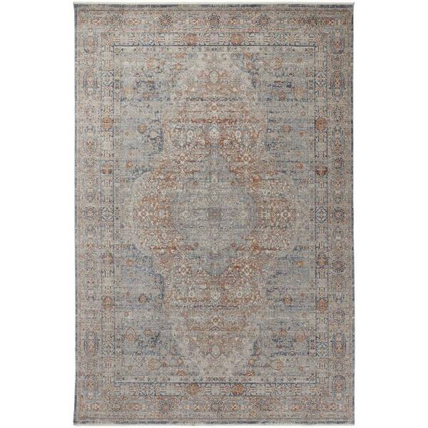7 ft. x 10 ft. Gray, Ivory, Orange Oriental Area Rug