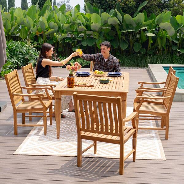 Cambridge Casual Holdom 2-piece Teak Wood Outdoor Dining Chairs