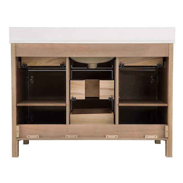 Stanhope 49 in. W x 22 in. D Vanity in Reclaimed Oak with Engineered Stone Vanity Top in Crystal White with White Sink