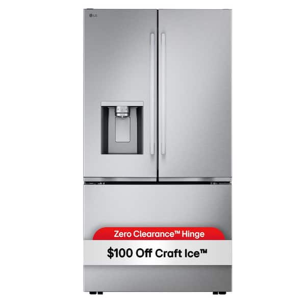 24 cu. ft. Counter Depth MAX Zero Clearance 3-Door French Door Refrigerator with Craft Ice in PrintProof Stainless Steel