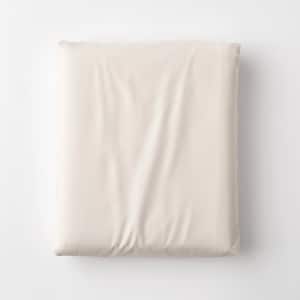Company Cotton Ivory Solid 300-Thread Count Cotton Percale Full Fitted Sheet