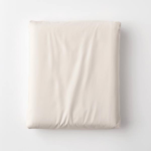The Company Store Company Cotton Ivory Solid 300-Thread Count Cotton Percale Full Fitted Sheet