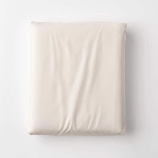 The Company Store Company Cotton Ivory Solid 300-Thread Count Cotton Percale King Fitted Sheet