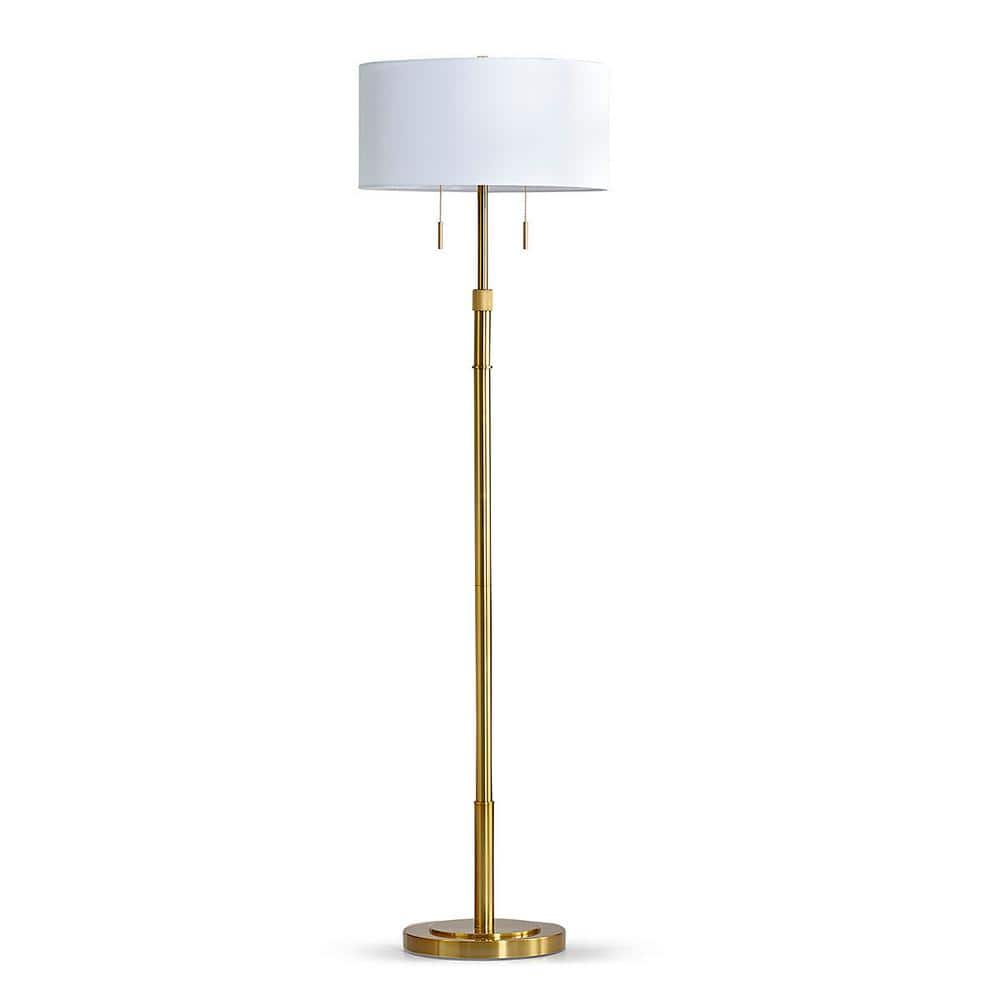HomeGlam Grande 68 in. Brushed Brass 2Lights Adjustable Height
