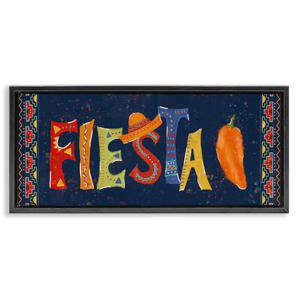 Stupell Industries Fiesta with Spicy Pepper by Veronique Charron Black Floater Frame Food Graphic Art Print 11 in. x 25 in.