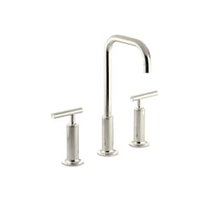 Purist 8 in. Widespread 2-Handle Bathroom Faucet with High Lever Handles in Vibrant Polished Nickel