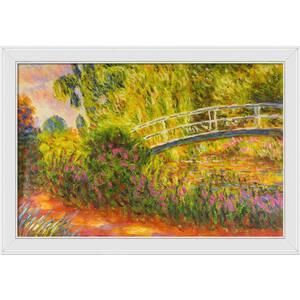 Japanese Bridge (Water Irises) by Claude Monet Galerie White Framed Architecture Oil Painting Art Print 28 in. x 40 in.