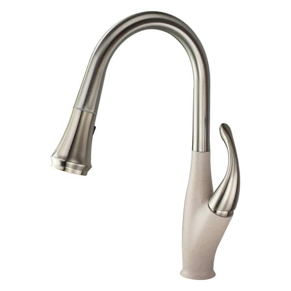 Layla Single-Handle Pull-Out Sprayer Kitchen Faucet in Luxe Stainless / Cafe Latte
