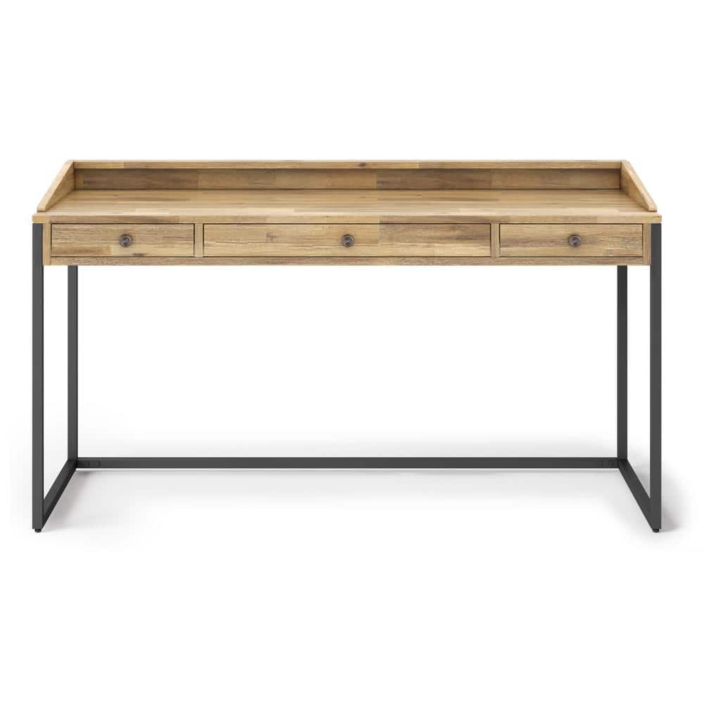 Distressed Golden Wheat Acacia Wood Writing Desk with Keyboard Tray