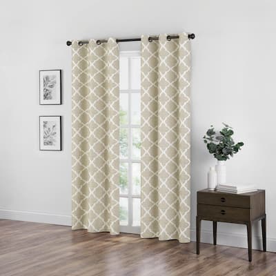 Natural Trellis Blackout Curtain - 42 in. W x 63 in. L