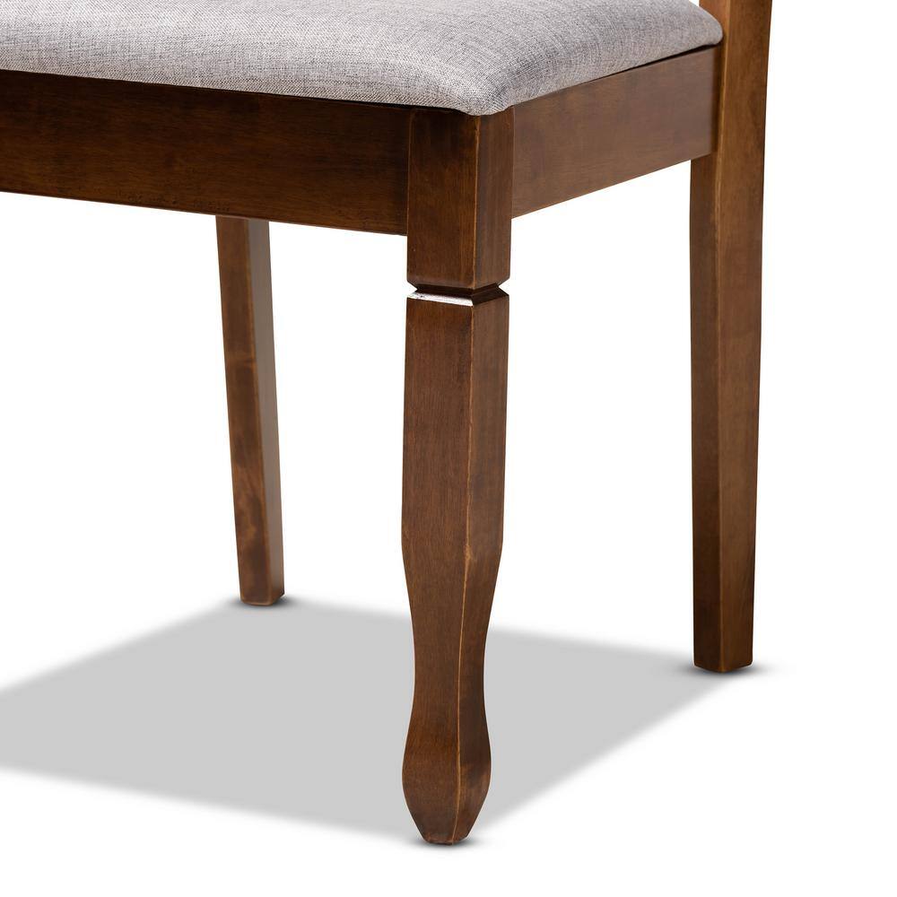 Lanier 6-Piece Gray Fabric and Walnut Wood Dining Set