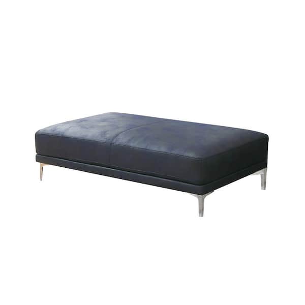 SIMPLE RELAX Bergia Navy Blue Cocktail Faux Leather Ottoman