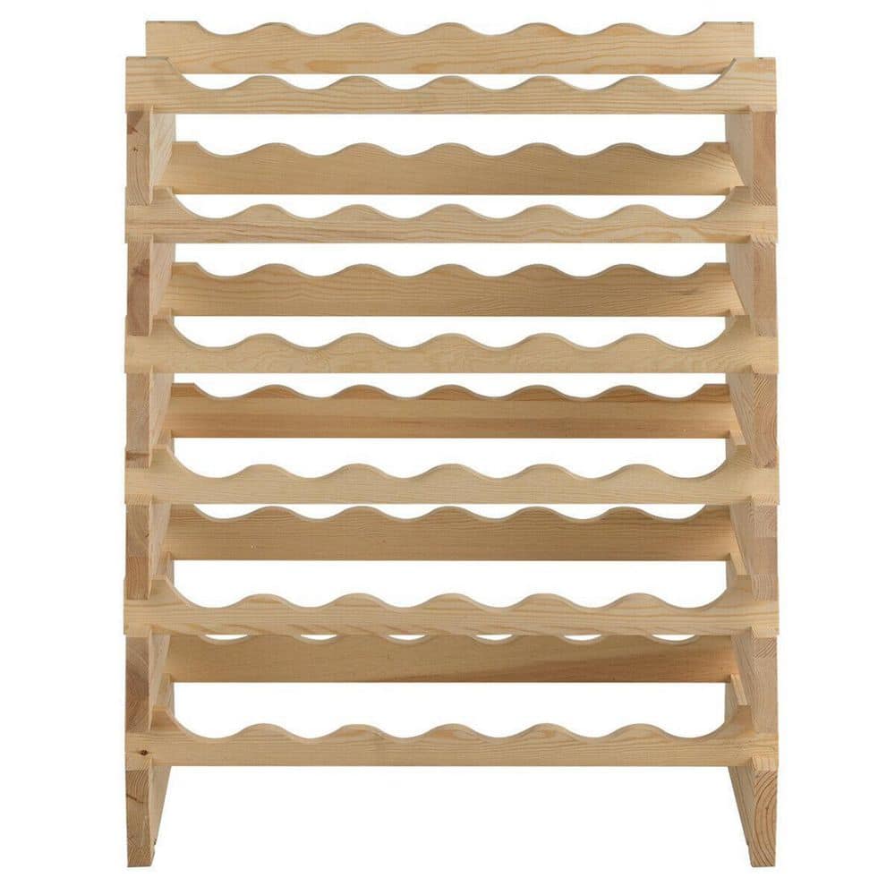 ANGELES HOME 36-Bottle Natural Stackable Wood Wobble-Free Modular Wine ...