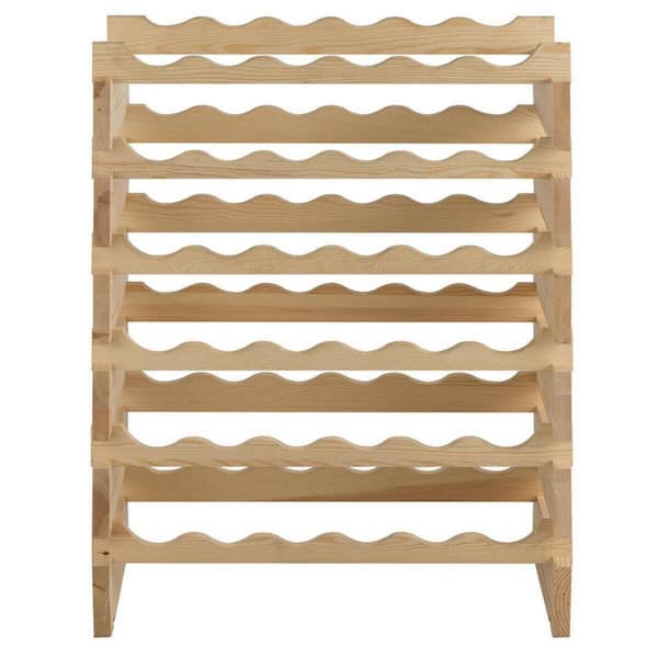 ANGELES HOME 36-Bottle Natural Stackable Wood Wobble-Free Modular Wine Rack