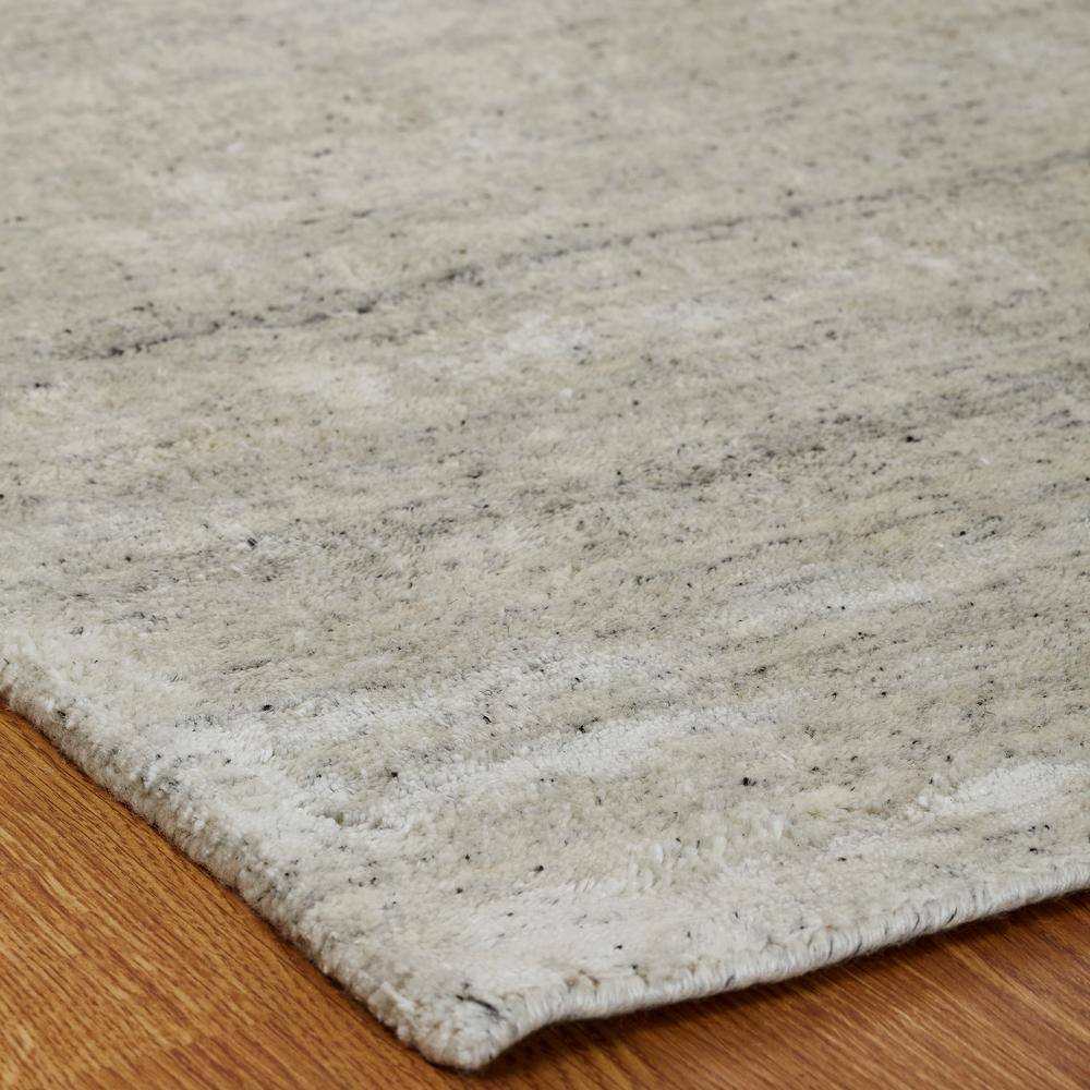 Cream Hand-Knotted Wool and Viscose Area Rug
