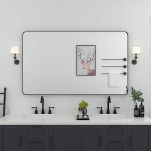 60 in. W x 36 in. H Rectangular Framed Wall Bathroom Vanity Mirror in Matte Black