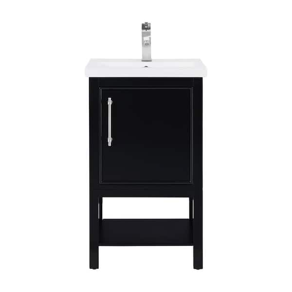 Taylor 20 in. W x 15 in. D x 34 in. H Bath Vanity in Black with Ceramic Vanity Top in White with White Sink