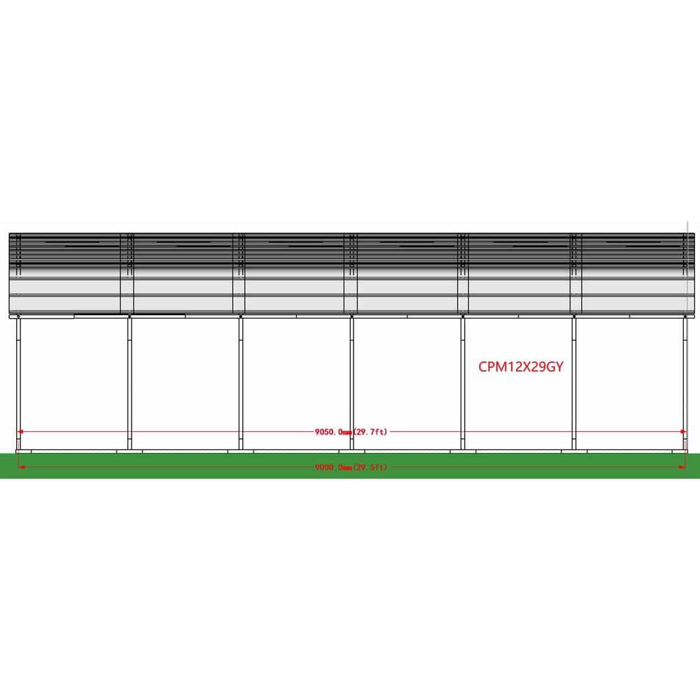 ALEKO 12x30 ft Grey Galvanized Steel Carport Canopy Shelter