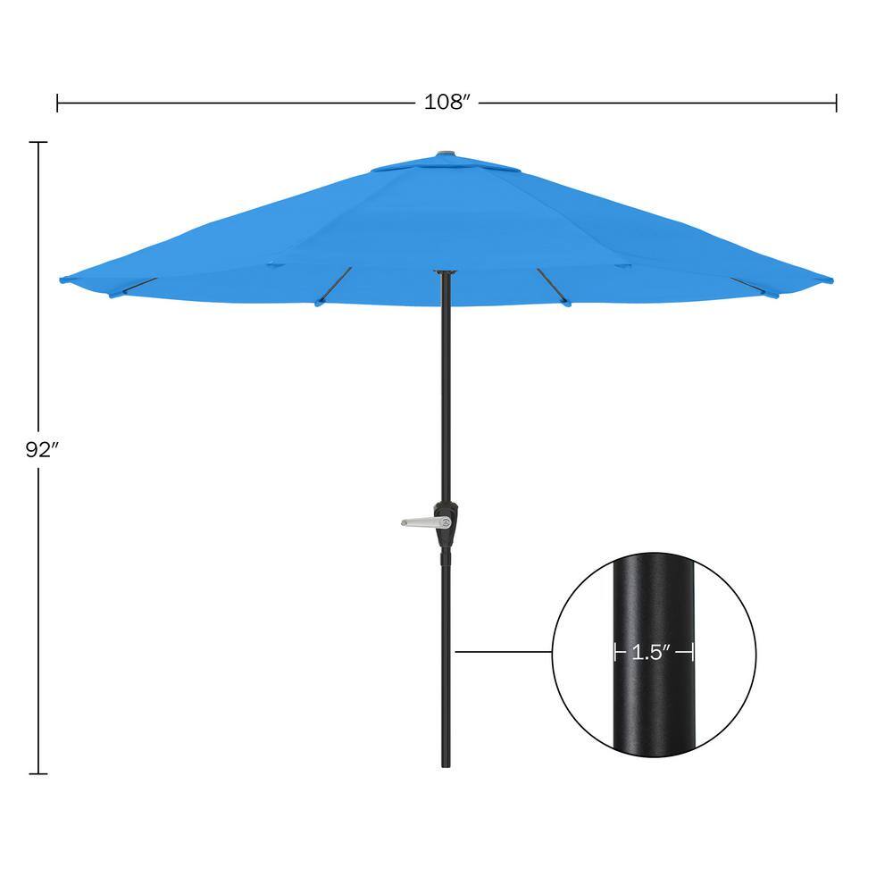 Brilliant Blue 9 ft. Round Aluminum Market Patio Umbrella