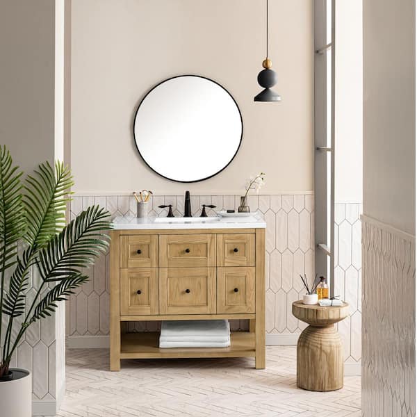 Breckenridge 36.0 in. W x 23.5 in. D x 34.2 in. H Bathroom Vanity in Light Oak with White Zeus Quartz Top