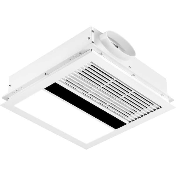 Bathroom Exhaust Fan Heater LED Light Combo 100 CFM Quiet Operation w/ Forced Air Heating System and Bright LED Lighting