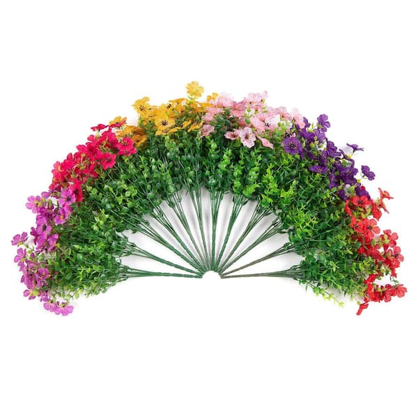 Unbranded 12 Bundles 13.8 in. Multi-Colored Artificial Faux Flowers Silk Daisy with Eucalyptus