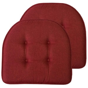 Wine, Solid U-Shape Memory Foam 17 in. x 16 in. Non-Slip Indoor/Outdoor Chair Seat Cushion (2-Pack)