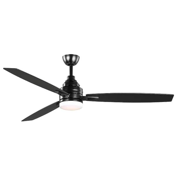 Home Decorators Collection Rowan 60 in. Integrated LED Indoor Matte Black Ceiling Fan with Light Kit and Remote Control