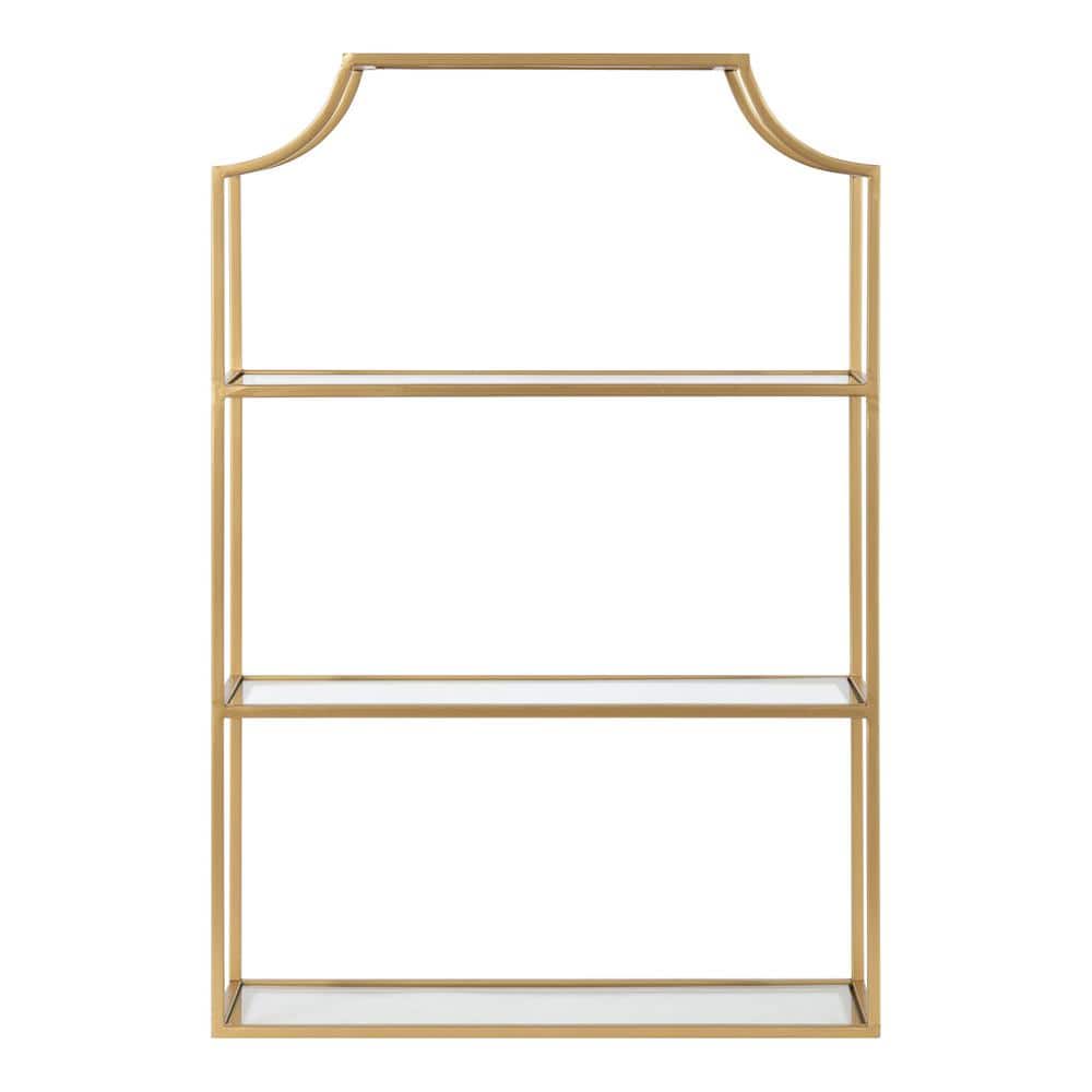 Gold Scalloped Glass Wall Shelf with Four Tiers