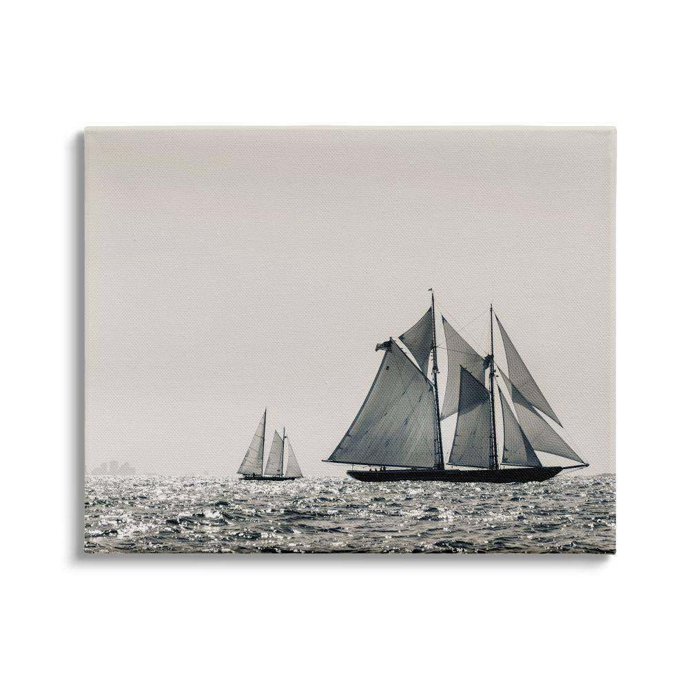 Grand Ocean Sailing Scene Abstract Canvas Wall Art, 20 x 16