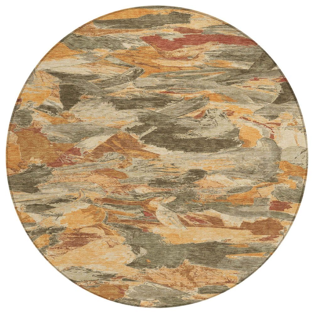 Chantille Machine Washable Indoor/Outdoor Abstract ACN1345 Copper 8 ft. x 8 ft. Area Rug price history on PriceWatchPro