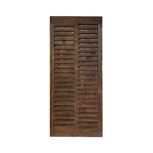 CALHOME Japanese 42 in. x 84 in. Pre Assemble Espresso Stained Wood Interior Sliding Barn Door Slab