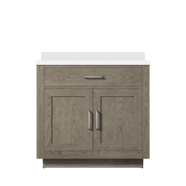 Condor 36 in. W x 22 in. D Grey Oak Single Bath Vanity with White Quartz Top